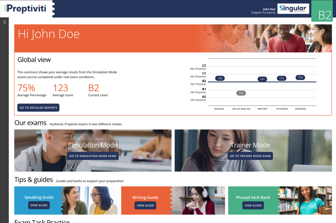 Selector de nivel en Preptiviti
